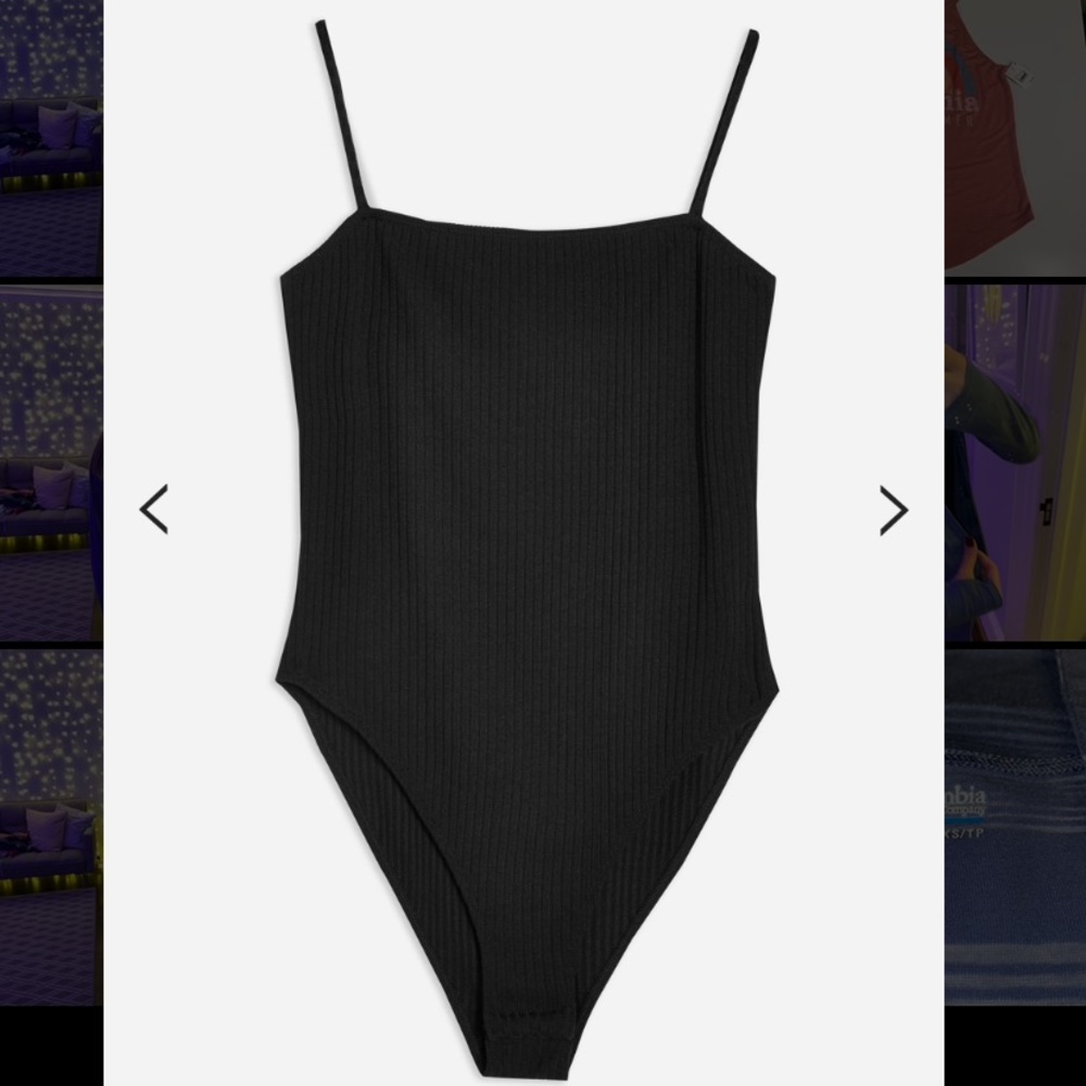 Top Shop Black Square Neck Bodysuit NWOT
